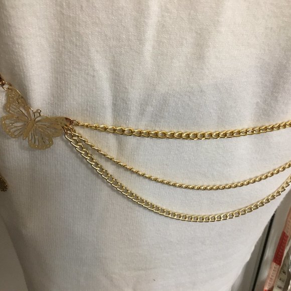 Goldtone Butterfly Belly Chain up to 34 Waist Gorgeous and Fun Drawer 6 - Picture 3 of 5